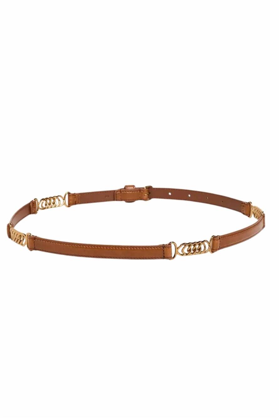 NEW FRAME women's twisted link belt in camel